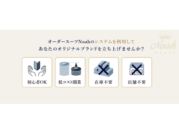 業界 No.1の開業数 オーダーメイドスーツ「Noah」代理店募集のキャッチ画像（3）