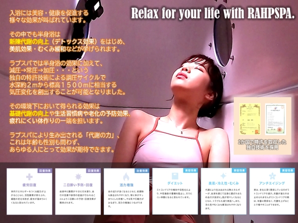 入浴式変圧カプセル「RAHPSPA（ラプスパ）」