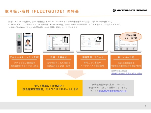 クラウド社用車管理サービス「FLEETGUIDE(フリートガイド)」のキャッチ画像(3)