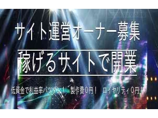 稼げる人気サイトのオーナー募集！誰でもカンタン独立・開業！たった１０万円でスタート出来る！のキャッチ画像